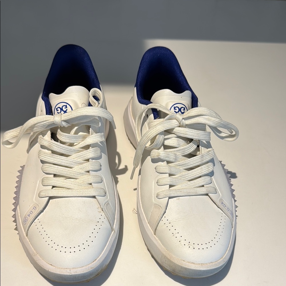 G/FORE White and Blue GOLF Shoes with Retro Court Style